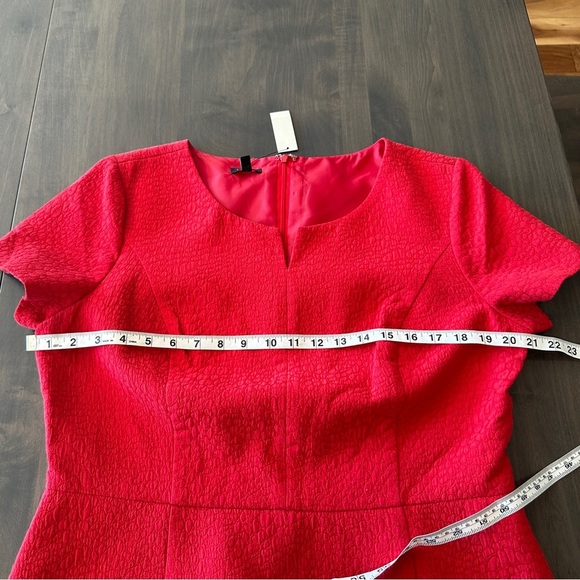 NWT Talbots Red Textured Fitted Cocktail Midi Dress 16 - Picture 8 of 11